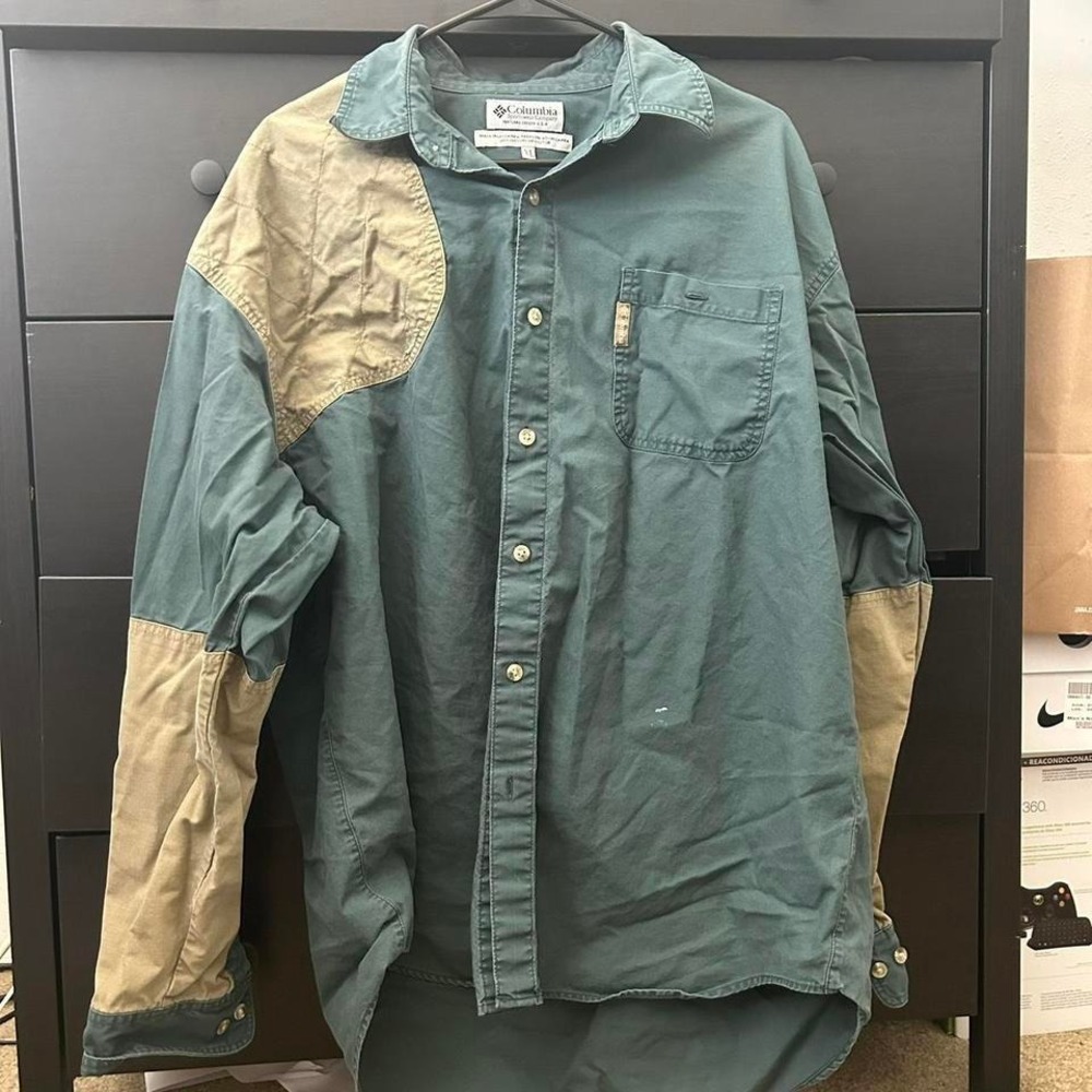 Vintage Columbia blue button up jacket Size XL